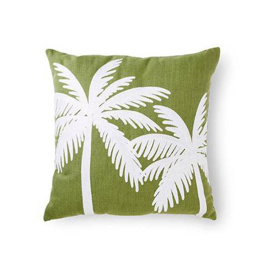 Luca Embroidered Cushion - Green